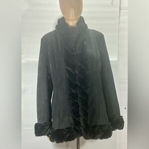 BROCKTON WOMANS. BLACK FAUX FUR COAT SIZE. MEDIUM